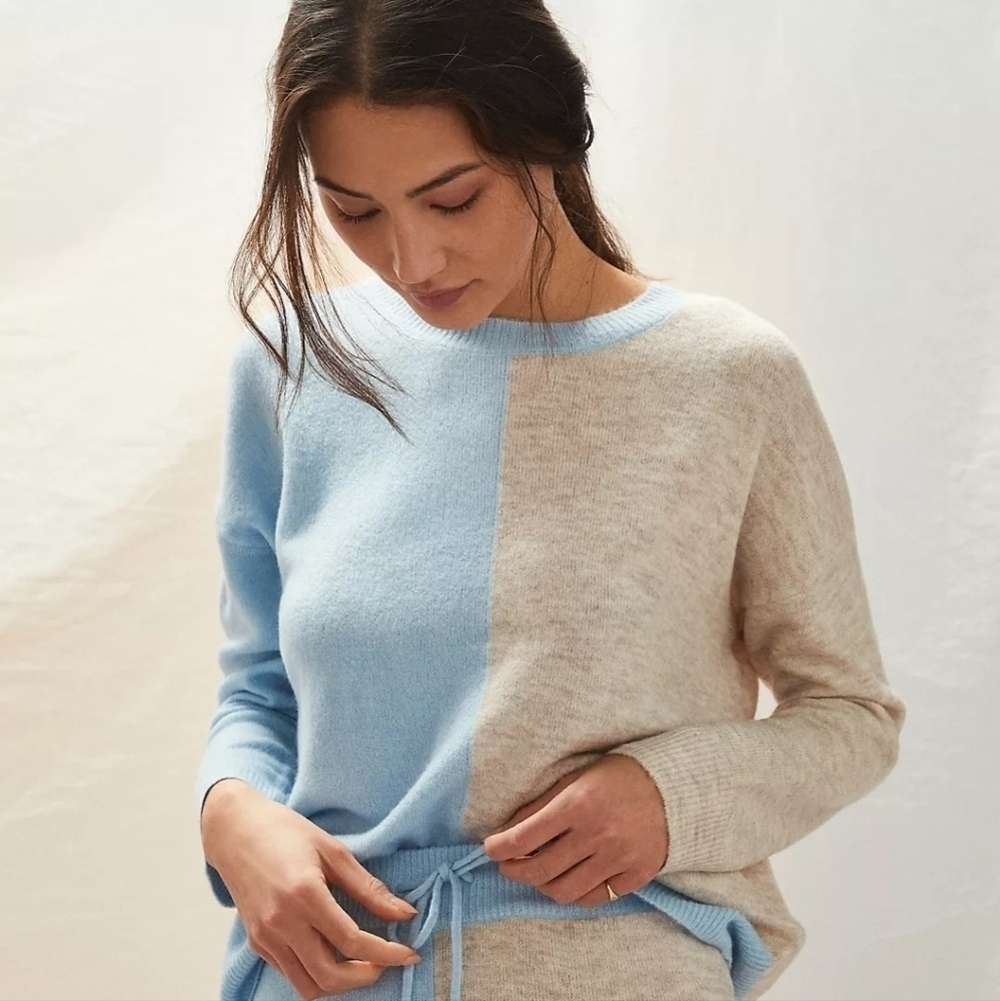 Anthropologie Saturday Sunday Lea Colorblocked Sweater Lounge Top XS